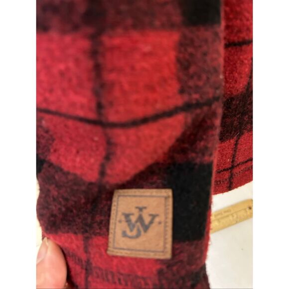 John Wayne M Stock Supply 1/4 zip ls Flannel Shirt REd Black - Picture 5 of 5